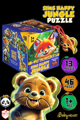 Sims Puzzle Bebekler İçin İlk Puzzle Yapboz Baby Orman - 1 Yaş Üstü Montessori Eğitici Oyuncak A04