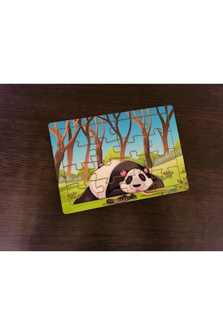 Panda 16 Parça Eğitici Öğretici Ahşap Çocuk Puzzle Yapboz Bebek Çocuk Oyuncak