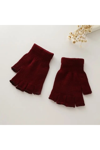 Eleven Markets Tiriko Kadın Kesik Eldiven Bordo Bordo