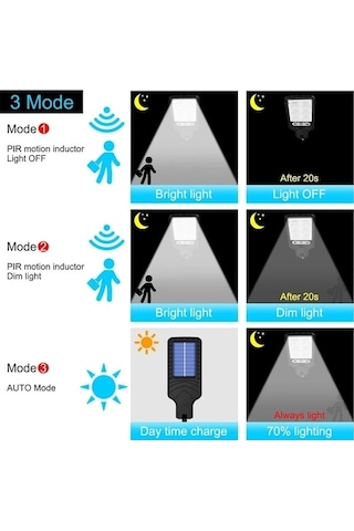 Novahub 616 Güneş Enerjili Sokak Lambası Led İnsan Vücudu İndüksiyon Bahçe Lambası, 72 Smd Uzaktan Kumanda Yok 3187