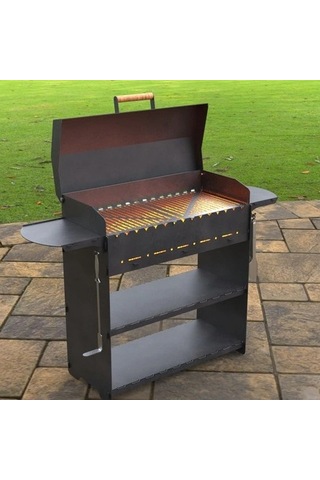 Kapaklı Barbekü Büyük Portatif Mangal Ve Izgaraları Siyah