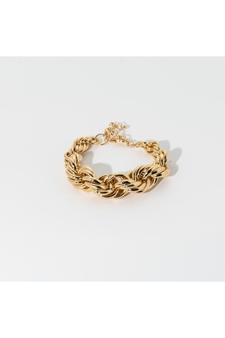 Biem Kalın Halat Model Çelik Bileklik Gold/gümüş