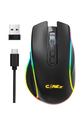 Nova Air V1 10000 Dpi Pixart Pmw3325 Sensör Yazılımlı Bt5.1 8 Tuşlu Rgb Kablosuz Gaming Mouse Siyah Gm-nova-aır-b