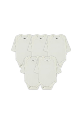Civil Baby Düz Uzun Kol 5 li 1-3 Yaş Çıtçıtlı Badi Beyaz