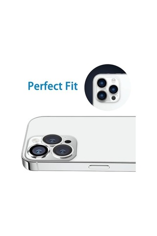 İphone 15 Pro/iphone 15 Promax Kamera Camı Lens Koruyucu Halka Set - Gümüş Silver 50 x 22