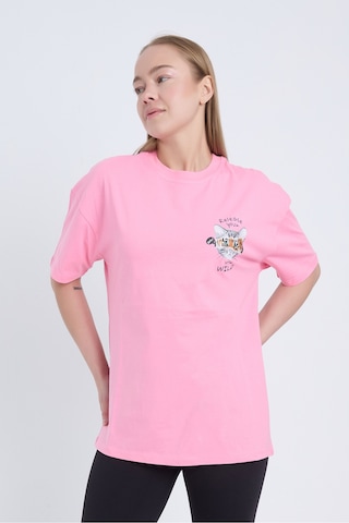 Velvoria Oversize Kadın Release Your Baskılı Pembe Renk T-shirt