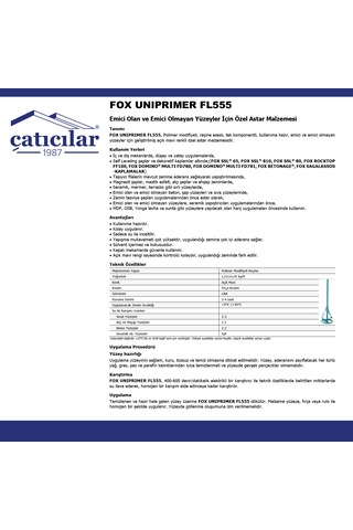 Su Yalıtımından Önce Sürülerek Uygulanan Astar / Fox Uniprimer Fl555