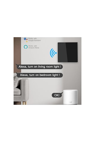 Tuya Smart Life Wifi Akıllı Lamba Siyah Cam Duvar Dokunmatik Akıllı Anahtar Siyah 4 Tuş