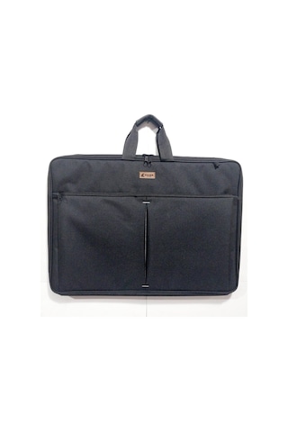 Askılı, Fermuarlı 50x70 Resim Çantası Su Geçirmez Ketenli Kumaş 55x75 Proje Çantası Körüklü Çift Bölme Siyah