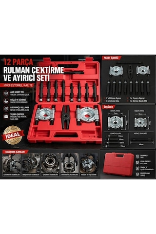 Profesyonel 12 Parça Rulman Çektirme Ve Ayırıcı Seti Bearing Separator Puller Kit Çantalı Ağır Hizmet Tipi