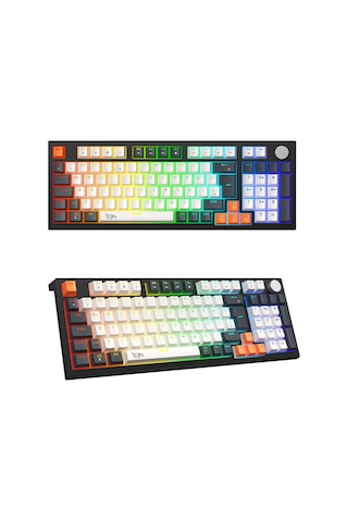 Mavi Switch, Hot Swap, Eva Süngerli - Rgb Kablolu Mekanik Oyuncu Klavyesi, Knob Kontrollü Ses Ve Işık Ayarı, Numpadli Full Size Gaming Keyboard, Türkçe Q Klavye, Gasket Yapı Rgb Gaming Kablolu Klavye