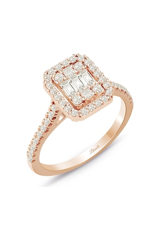 0.60 Ct Baget Kare Tektaş Yüzük Rose Gold