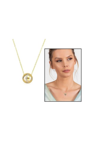 Üçlü Halka Tasarım Gold Renk Çelik Kadın Kolye (508194992) Çok Renkli