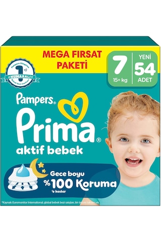 Prima Aktif Bebek Mega Fırsat Paketi 7 Beden 54 Adet