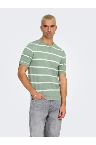 Only & Sons Onswyler Lıfe Reg 14 Ss Strıped Knıt Erkek Yeşil Kazak - Os22032764 Yeşil