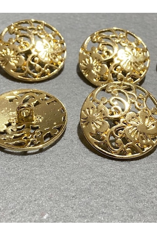 Kaban Ceket Düğmesi Dantel Desenli Özel Kaplama Gold 6 Lı Set 527