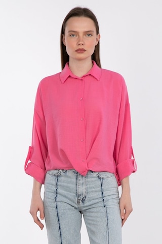 Barrels And Oıl Etek Ucu Düğümlü Gömlek - Pembe Pembe