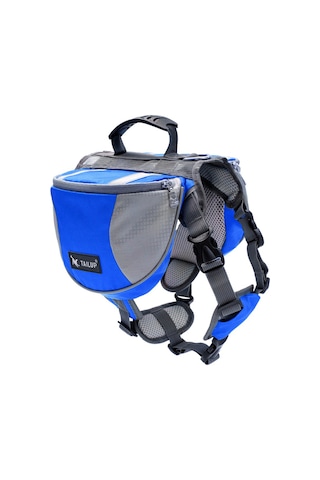 Vkemall Köpek Sırt Çantası Yolculuk İçin Yansıtıcı Çubuklu Nylon+pvc Mavi Büyük Boy L Kırmızı - Siyah