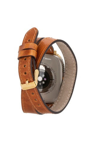 Alpıne Double Tour Heritage Tan Hakiki Deri Apple Uyumlu Watch Kordonu - 44/45/46/49mm