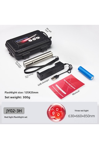 Reedark Kırmızı Işık El Feneri 3 Led 630+660+850nm Entegre Kızılötesi Aydınlatma Cihazı, Dayanıklı Malzeme, Çok Amaçlı Kullanım, Pp Kutulu - Amazon跨境