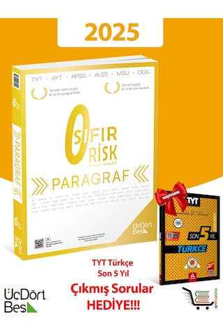 345 Paragraf Sıfır Risk 2025 Model Son 5 Yıl Tyt Türkçe Çıkmış Sorular Hediyeli