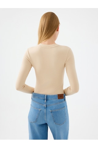 Slim Fit Kadın Bluz U.kol Bej