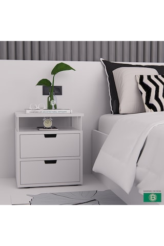 Komodin 2 Çekmeceli Ve Raflı