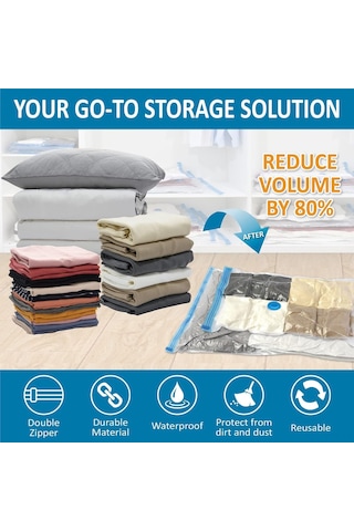 Geeroyoo 11'lik Vakumlu Saklama Poşeti Seti - El Pompalı, Kıyafet Ve Battaniyeler İçin Hacim Azaltıcı