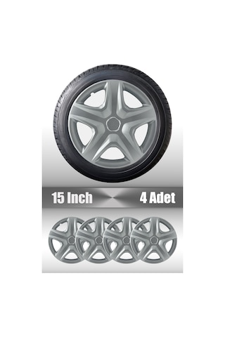 Renault Clio Symbol Megane 15" İnç Uyumlu 4 Adet 1 Takım Gri Jant Kapağı