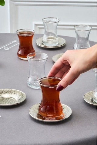 Karaca  Ada 6 Kişilik 18 Parça Çay Seti Platin