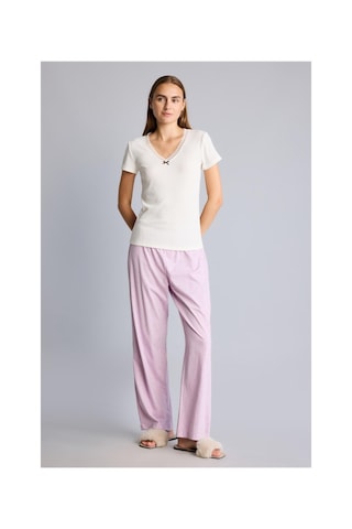 Defacto Regular Fit V Yaka Kısa Kollu Dantel Detaylı Üst Esnek Belli Alt Ribana Pijama Takımı I7414ax26aupr336 Mor-pr336