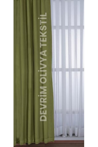 Devrim Olivya Tekstil Lüks 1. Sınıf Özel Dikim Yeşil Blackout Işık Geçirmez Fon Perde Ekstraforlu Karartma Blackout Yeşil