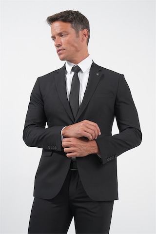 İmza Siyah Gabardin Mono Yaka 8 Drop Slim Fit Dar Kesim Basic Takım Elbise 1001255006