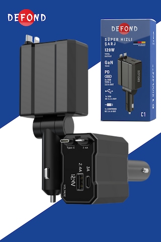 Usb C Typec Araç Şarj Aleti,4'ü 1 Arada Hızlı Şarz Araç 66w Araç Usb Şarj Cihaz Samsung Apple 120w