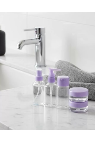 5 Parça Seyahat Banyo Seti 30 Ml Şeffaf Taşınabilir Şişe Seti Çok Renkli