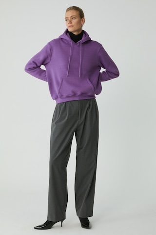 Ethıquet Diane Kadın İçi Polarlı Yumuşacık Comfort Fit Kapüşonlu Mor Sweatshirt