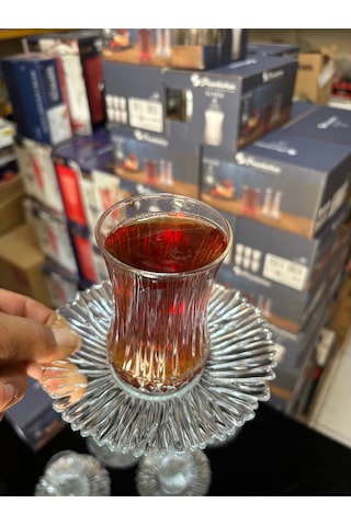 Çeyizci Çarşı 12 Parça Elysia Ithal Kaveh Çay Seti Şeffaf