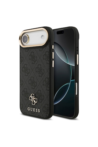Apple Uyumlu iPhone 17 Air Guess Lisanslı 4g Ve Yazı Logolu Kılıf&ekran&lens Koruyucu 3in1 Aksesuar Seti Siyah Siyah