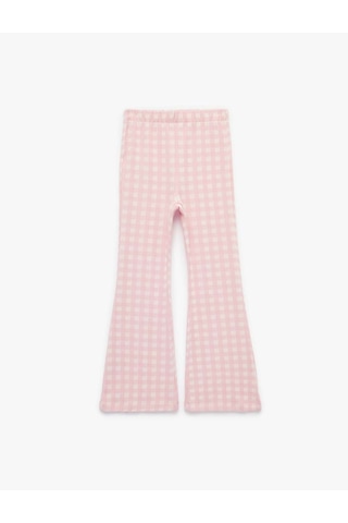Koton Ekoseli İspanyol Paça Pembe Kız Çocuk Pantolon 6skg40058ak Pembe