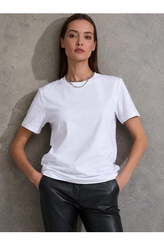 Mareandpanda Unisex Kısa Kollu Bisiklet Yaka Basic Viskon Bluz Beyaz