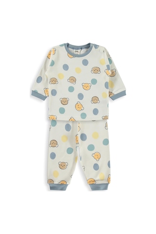 Civil Baby Ayıcık Baskılı 6-18 Ay Pijama Takımı - Ekru