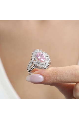 Mia Vento Effective Diamond Venedik Dansı Pink Taşlı Gümüş Yüzük