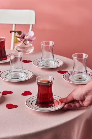 Karaca Toimoi 12 Parça 6 Kişilik Porselen Çay Seti Pembe