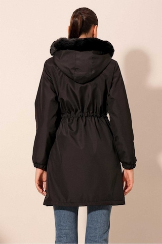 Gabria Kapüşonlu Kaban Siyah