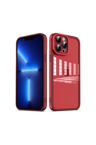 Zeyline Apple Uyumlu iPhone 12 Pro Kamera Korumalı Transparan Zore Post Kapak-kırmızı