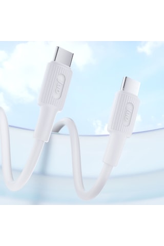 Juo JCBS62 60w Usb Type-c To Type-c Silikon Hızlı Şarj Ve Data Kablosu Beyaz 2 Metre