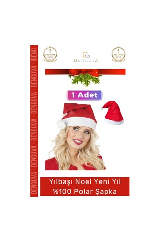 Şapka Kırmızı Yılbaşı Kostüm Aksesuarı Çocuk Yetişkin Şık Noel Baba 100 Polar Şapka 1 Adet