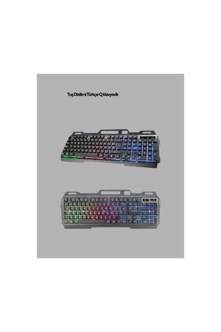 Set Işıklı Klavye Mouse + Bluetooth 5.2 Kulaklık Paketi - Hs08378296-1472 Renkli
