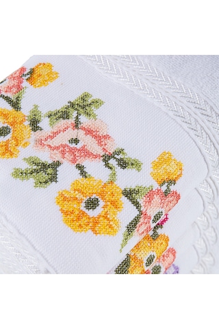 Özdilek Açelya Beyaz Desenli 6'lı Çantalı Havlu 50x90