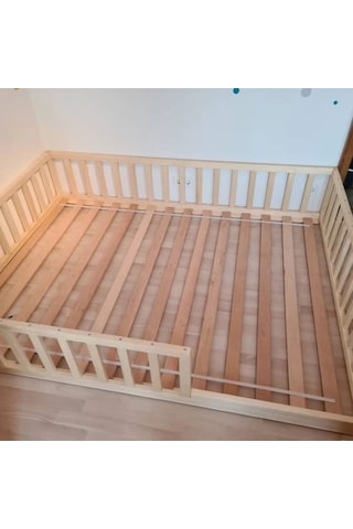 Masif Ahşap Naturel Karyola Çocuk Yatağı 120x200 Cm